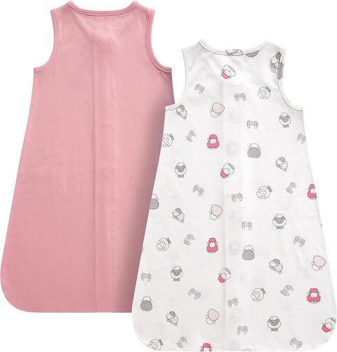 DaysU Baby Sleep Sack 6-12 Months 100% Cotton, Baby Girl Wearable Blanket One-Way Zipper TOG 0.5, Breathable Lightweight Baby Sleeping Bag 2 Pack,...