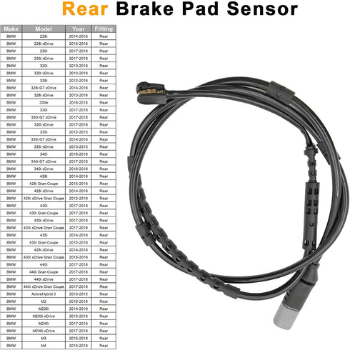 Rear Brake Pad Sensor for BMW F30 F31 F32 F33 228i 230i 320i 328i 428i 430i 435i 440i 328D 330E M2 M3 M4 Wheel Brake Wear Pads Replacement 3435679...