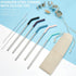 Senneny Set of 5 Stainless Steel Straws with Silicone Flex Tips Elbows Cover, 2 Cleaning Brushes and 1 Portable Bag Included (Silver)- 8mm diamete...