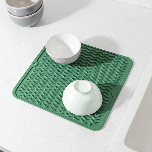 MicoYang Silicone Dish Drying Mat for Multiple Usage,Easy clean,Eco-friendly,Heat-resistant Silicone Mat for Kitchen Counter or Sink,Refrigerator ...