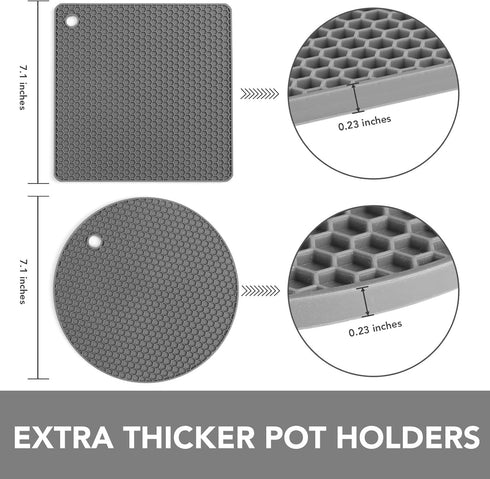 Joyhalo Trivets for Hot Dishes - Hot Pads for Kitchen, Silicone Pot Holders for Hot Pots and Pans, Silicone Mats for Kitchen Countertops, Table, F...