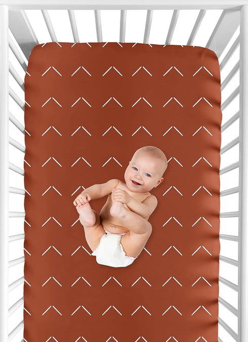Sweet Jojo Designs Boho Arrow Boy Girl Fitted Crib Sheet Baby Toddler Bed Nursery - Burnt Orange Rust Modern Bohemian Farmhouse Southwest Shabby C...