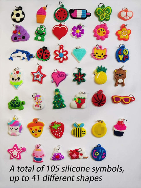Rubber Loom Band Charm, Silicone Bracelet Charms,Loom Rubber Bands Charms,Bracelet Pendant, 105pcs...