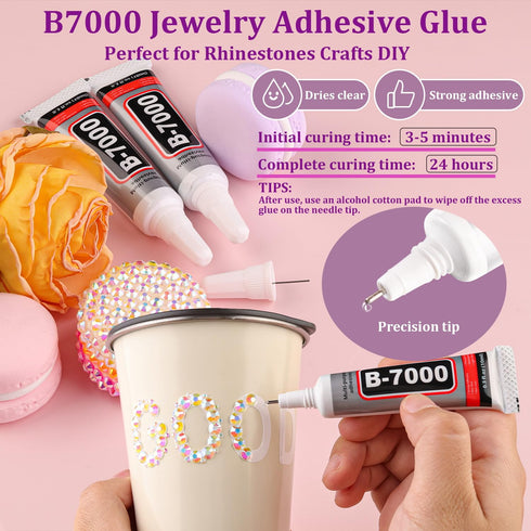 1500Pcs 6mm Resin Jelly Rhinestones with 3Pcs 10ml B7000 Jewelry Glue for Crafting, Transparent AB Flatback Gems, Bedazzling Crystal Bulk for DIY ...