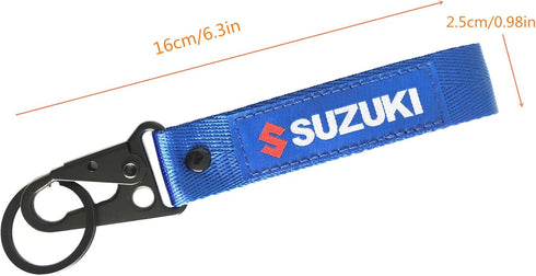 MELD Motorcycle Key Blank Uncut Blade For Suzuki GSXR 600 750 1000 GSX1300R GSF 650 with Key Chain Embroidered Tag Key Ring (Blue)...