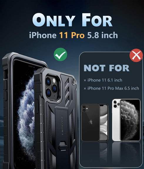 FNTCASE for iPhone 11 Pro Case: Military Grade Shockproof Dual Protective Cell Phone Cover with Kickstand - Rugged Full Protection Matte Textured ...