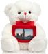 HollyHOME Teddy Bear Stuffed Animal Plush Bear with Red Bow Holding a Picture frame Soft Plush Toy Christmas Valentine's Day Gift 12 Inches White...