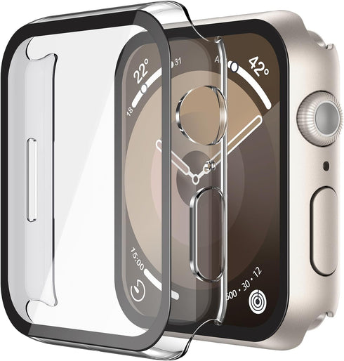 Misxi 2 Pack Hard PC Case with Tempered Glass Screen Protector Compatible with Apple Watch Series 9 Series 8 Series 7 41mm, Anti-Drop Lightweight ...