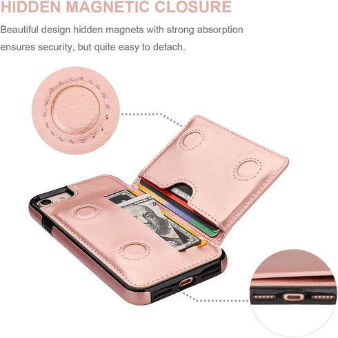 KIHUWEY for iPhone SE iPhone 7/8 Wallet Case with Credit Card Holder, Premium Leather Kickstand Durable Shockproof Protective Cover for iPhone 7/8...