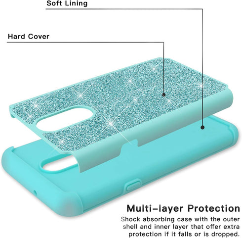 TJS Phone Case Compatible with LG Stylo 5/LG Stylo 5 Plus/LG Stylo 5V/LG Stylo 5X, Glitter Bling Cute Girls Women Design Dual Layer Hybrid (Rose G...