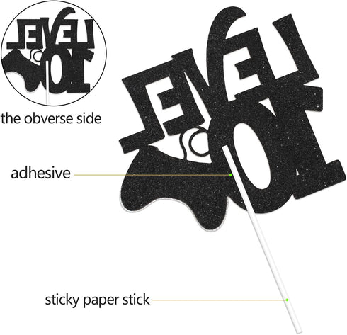 Level 10 Game Birthday Cake Topper - Video Game Boy's 10th Birthday Level Up Party Blue Cake Supplies - Game On Winner Gaming Party Decoration...