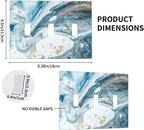 Blue Marble Light Switch Cover 3 Gang Wall Plate Triple Toggle Switch Plate Covers, Abstract Decorative Light Switch Plates for Office Home, 4.50 ...