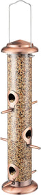 iBorn Metal Bird Feeders Brushed Copper Wild Bird Feeder for Outdoors Hanging All Metal Brushed Copper Finishing 14 Inch 6 Port(Seed is not Includ...