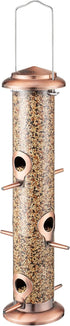 iBorn Metal Bird Feeders Brushed Copper Wild Bird Feeder for Outdoors Hanging All Metal Brushed Copper Finishing 14 Inch 6 Port(Seed is not Includ...