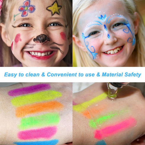 10 Color Glow in The Dark Face Paint,UV and Black Light Neon Face and Body Painting Set Mardi Gras Halloween Masquerade Black Light Birthday Party...
