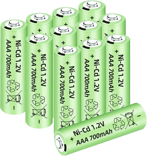 12PCS 1.2V 700mAh Ni-Cd AAA Rechargeable Battery for Garden Lights, Outdoor Solar Lights, Calculators, Children's Toys, Alarm Clocks, Flashlights ...