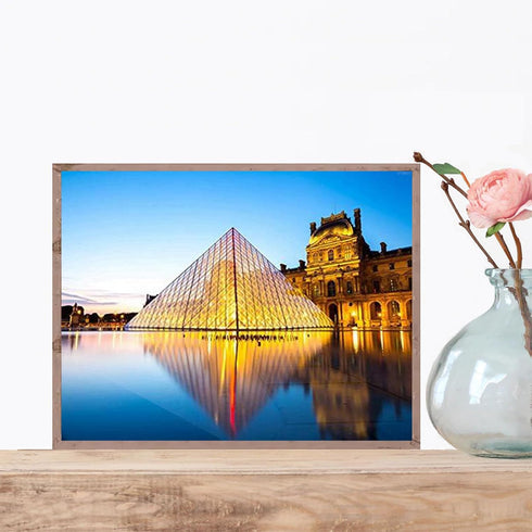 DIY 5D Diamond Painting Kit Paris Louvre Museum France Twilight Dusk Castle Landmark Pyramid Adult Full Drill Rhinestone Cross Stitch Art Crafts f...