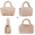 Women Faux Fur Winter Fashion Shoulder Bag Barrel Shape Drawstring Satchel Purse...