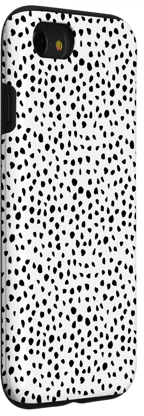 iPhone SE (2020) / 7 / 8 Popular Dalmatian Pattern, White w Brush Stroke Black Spots Case...