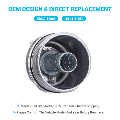 Oil Filter Housing Cap Assembly 15620-31060 with Oil Plug Fit for Toyota 2005-2019 Tundra RAV4 4Runner Camry Highlander Tacoma Avalon Sienna Venza...