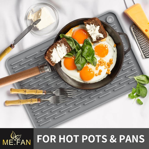 ME.FAN Silicone Dish Drying Mat for Kitchen Counter, Dish Drying Pad for Sink, Refrigerator or Drawer, Countertop Protection Pad M - 16''×12'' - G...