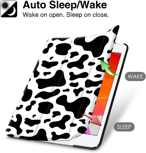 Hi Space for iPad 9th 8th 7th Generation Case for iPad 10.2 Case 2021 2020 2019 Cow Cattle with Pencil Holder, Shockproof Protective Smart Cover A...