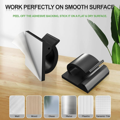 50 Pcs Cable Management Under Desk, Xuuza Adhesive Cable Clips Cord Keeper Organizers for Phone Chargers, Computer Mouse Cables, Lightning Chargin...