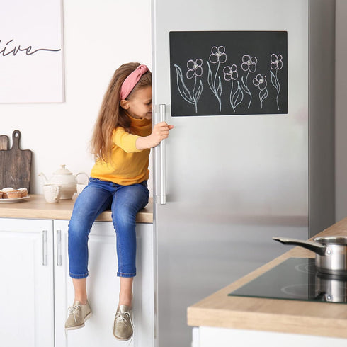 PATIKIL 10x10" Dry Erase Board Magnetic Sheet, 1 Sheet Magnetic Dry Erase Blackboard, Refrigerator Black Board for Manage Your Plan Schedule Calen...