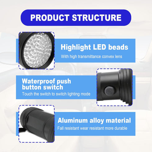 AC UV Oil Dye Leak Detection Kit Includes Pro 68 LED Flashlight with UV Protective Glasses, Auto Air Conditioner Leak Detector Tool Flashlight Car...