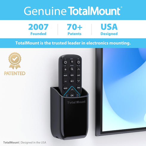 TotalMount Hole-Free Remote Control Holder – Eliminates Need to Drill Holes in Your Wall (Black, Quantity 1)...