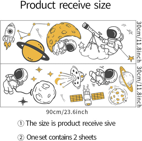 ROFARSO Wall Stickers Astronaut Planet Outer Space Stars DIY Vinyl Removable Large Wall Decals Art Decorations Decor for Kids Boys Bedroom Living ...