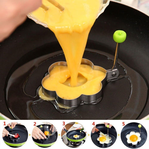 8pcs Set Fried Egg Rings Molds Non Stick for Griddle Pan, Egg Shaper Pancake Maker with Handle, Stainless Steel Egg Form for Frying Cooking...