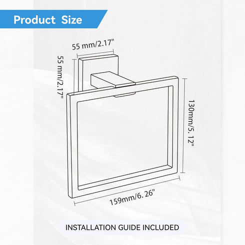 Hand Towel Holder for Bathroom Wall Mount Matte Black Square Hand Towel Rings for Bathroom Hardware Accessories Kitchen Toilet SUS 304 Stainless S...