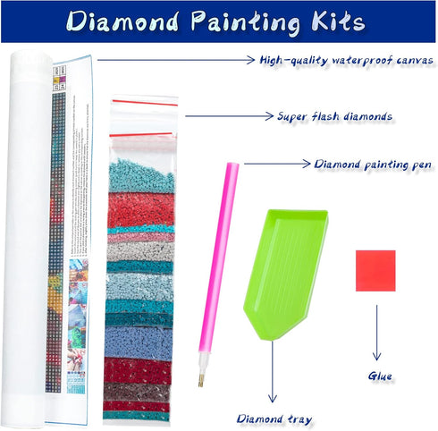 Knitting Woolen Yarn Poster Diamond Painting Kit for Adult, Knitting Scarf Diamond Art, Full Round Drill Kits Cross Stitch Mosaic Art for Adults R...
