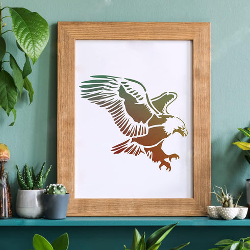 FINGERINSPIRE Eagle Stencil Decoration Template 11.8x11.8 inch Plastic Eagle Drawing Painting Stencils Square Reusable Stencils for Create DIY Eag...