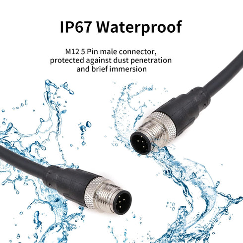 Eonvic Industrial M12 5 Pin Male Aviation Sensor Connector Electrical PVC Cable...