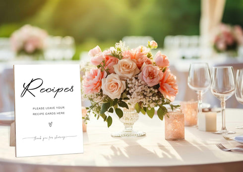 Minimalist Style Leave Your Recipe Card Display Sign for Wedding, Baby Shower & Bridal Shower, 8X11 Wooden Sign with Stand, Bridal Shower Decorati...