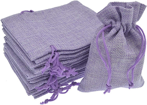 20pcs Burlap Bags with Drawstring 3.9 x 5.5 inch, Linen Gift Bags Jewelry Pouches Sachets for Christmas Wedding Party Favor (Light Purple)...