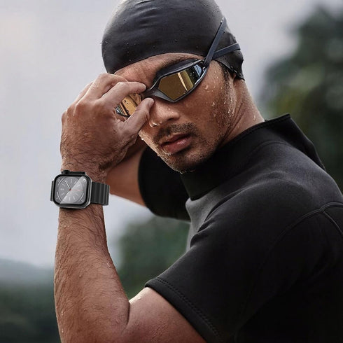 WINGLE 2 in 1 Waterproof Case for Apple Watch Screen Protector 44mm Series 6 5 4 SE?Looks Like Apple Watch Ultra?, 2 Pack iWatch Face Cover + Back...