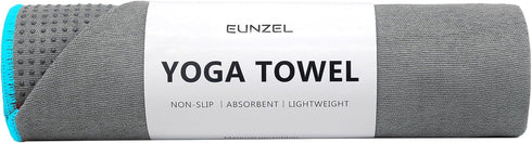 Hot Yoga Towel - Microfiber Non Slip Yoga Mat Towel with Grip Dot Sweat Absorbent Towel for Hot Yoga, Pilates and Fitness 72" x 24", Grey/Blue...