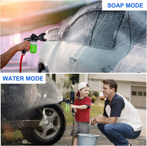 Car Wash Nozzle, Willcrew High Pressure Hose Nozzle Sprayer 8 Way Patterns Hose Soap Sprayer with 2 X 3.5oz 100cc Soap Dispenser and Washing Mitt ...