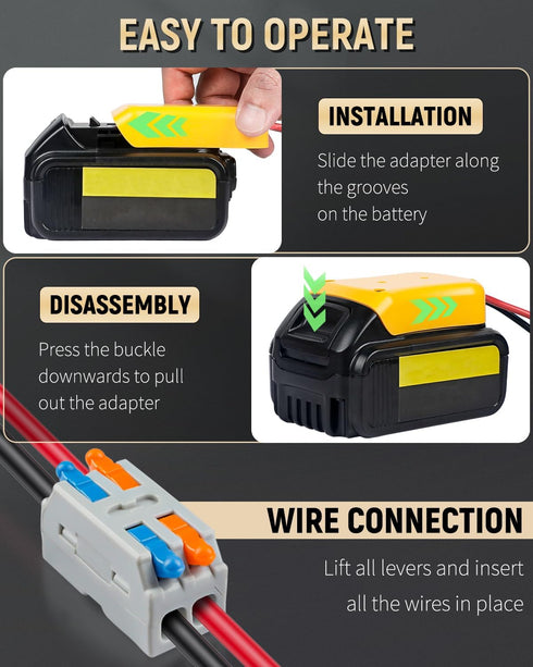 Vibit Power Wheel Adapter for Dewalt 20 V Lithium Battery, Peg-Perego Dewalt Battery Adapter with Original Wire Harness Connector, DC Power Adapte...