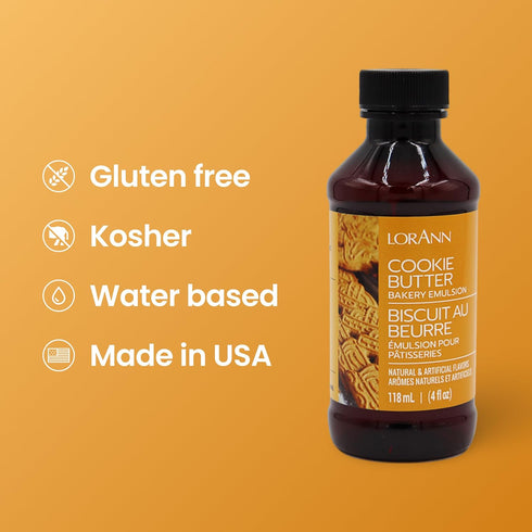 LorAnn Oils Cookie Butter Bakery Emulsion: True Essence, Ideal for Boosting Fruit Tones in Cakes, Cookies & Desserts, Gluten-Free, Keto-Friendly, ...