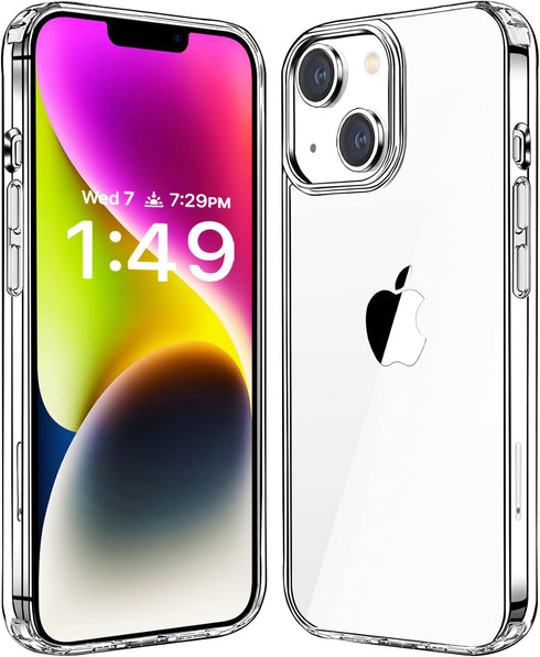 JJGoo Compatible with iPhone 14 Plus Case Clear, Non-Yellowing Shockproof Phone Case for Apple iPhone 14 Plus, Slim Anti-Scratch Hard PC Back Prot...