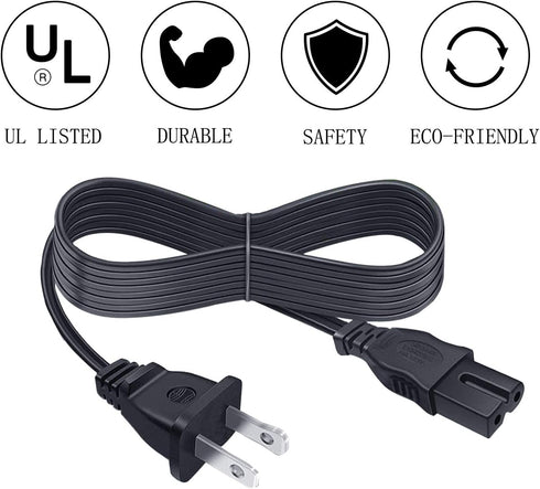 Polarized Power Cord Replacement for NEC VT695 VT670 VT595 VT495 VT470 VT480 VT490 VT570 VT475 NP410 Projector E506 E505 E553 E463 E423 E323 TV 8f...