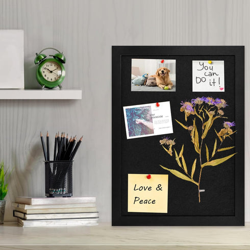Black Cork Board Black Bulletin Board Pin Display Board for Wall Corkboard Black Pushpin Board Vision Board Picture Photo Felt Board for Memos, Ph...
