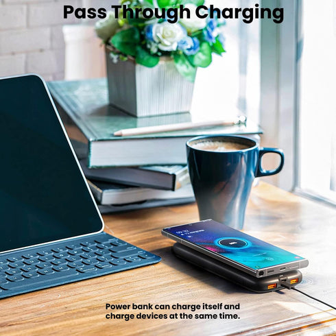 TECHSMARTER 15W Wireless Portable Charger Power Bank with Anti-Slip Suction Cups, 10,000mAh 20W USB-C Battery Pack, for iPhone 15, 14, 13, 12, 11,...