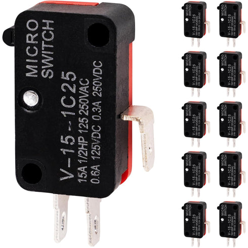 BlueStars Pack of 10 V-15-1C25 Micro Limit Switch Blade Momentary 250VAC/125VDC 15A Perfect for Arduino, Appliance and General Electrical Equipmen...