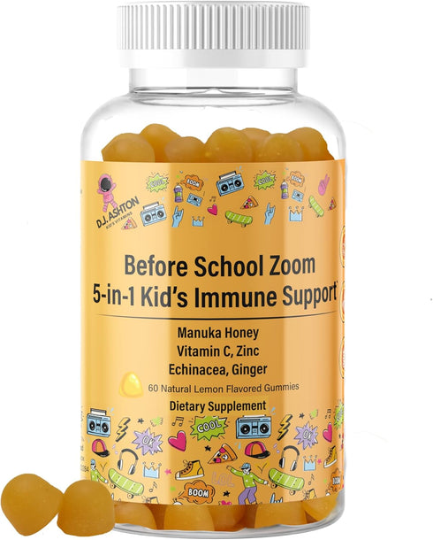 5-in-1 Kid's Immune Support Gummy, Manuka Honey, Vitamin C, Zinc, Echinacea, Ginger, Gummy Supplement, Essential Immune Support Gummies for Daily ...