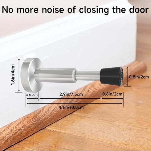 DOKU 4.1 Inch Spring Door Stoppers, 3Pcs Stainless Steel Door Stopper with Rubber Tips Bumper, Hydraulic Shock Absorbent Technology, Wall Mounted ...